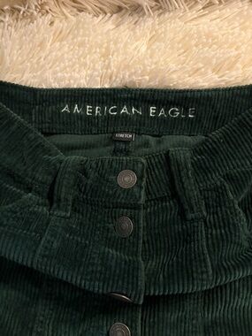 American Eagle Dark Green Corduroy A-Line Skirt
